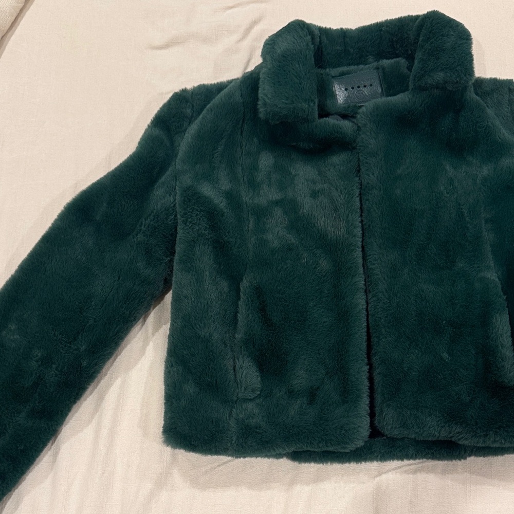 Blank NYC Dark Green Faux Fur Jacket